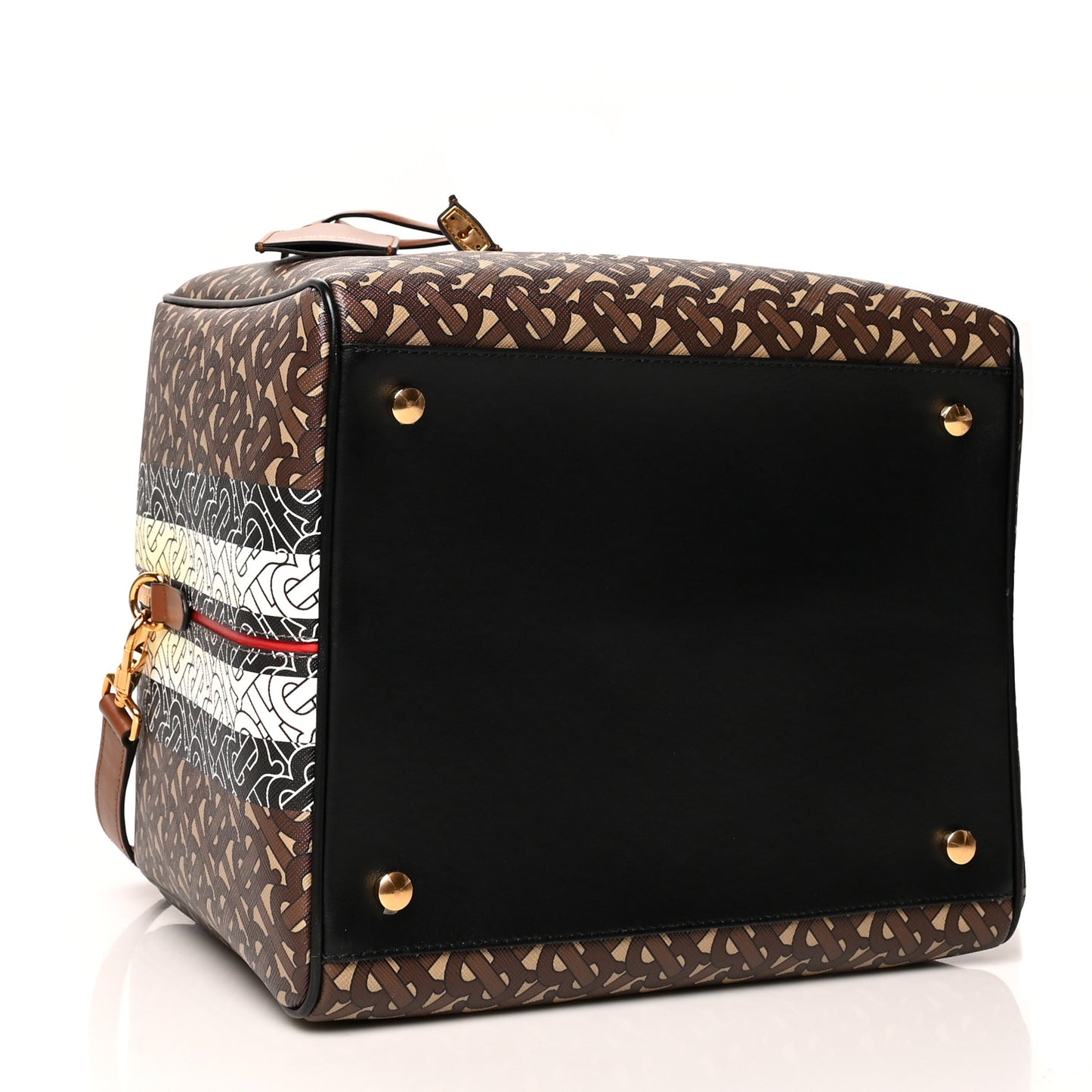 E-canvas Monogram Stripe Medium Cube Bowling Bag Bridle Brown