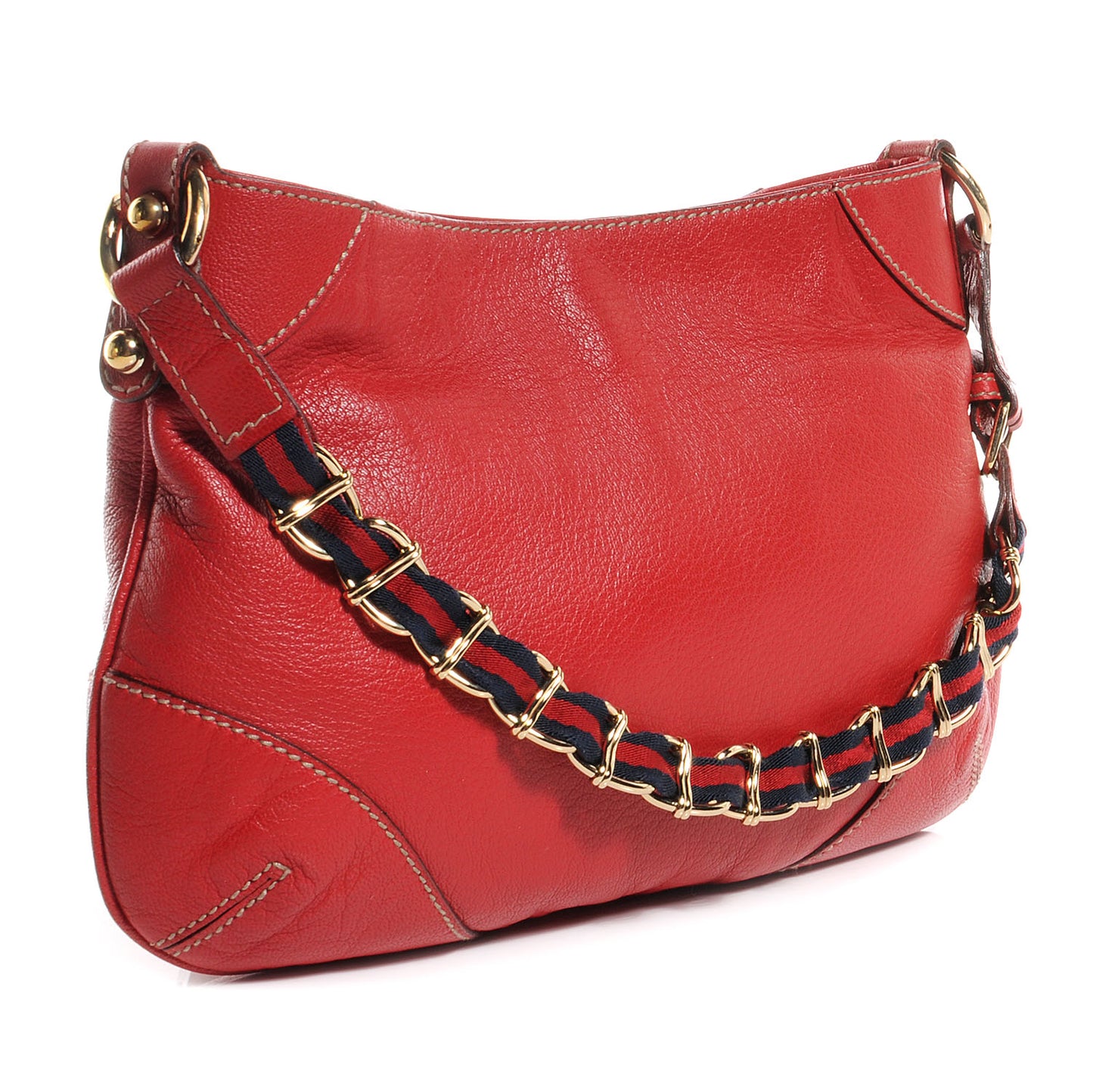 Leather Capri Shoulder Bag Red