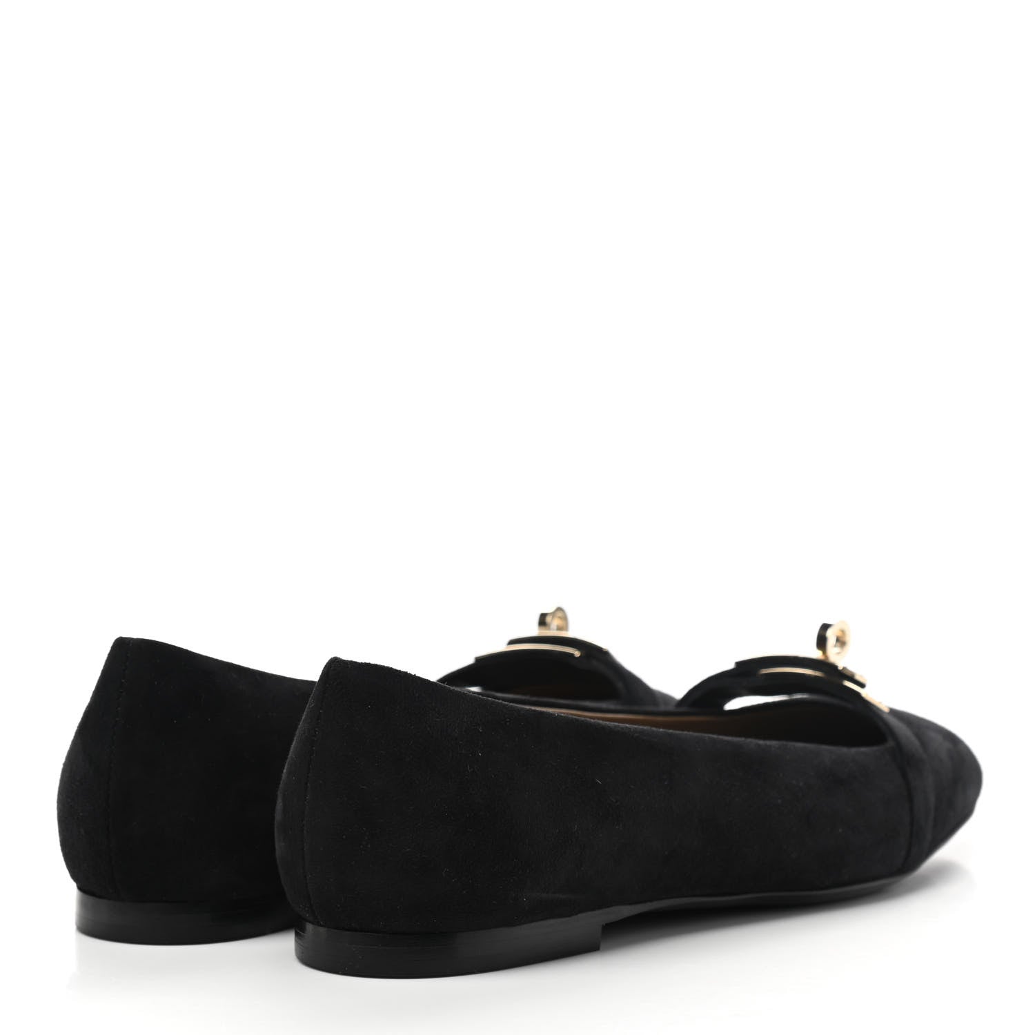 Hermes Suede Goatskin Bilbao Ballerina Flats 36 Black 4 of 9