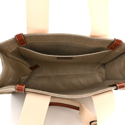 Chloe Cotton Calfskin Medium Woody Ribbon Tote White Brown 4 of 9