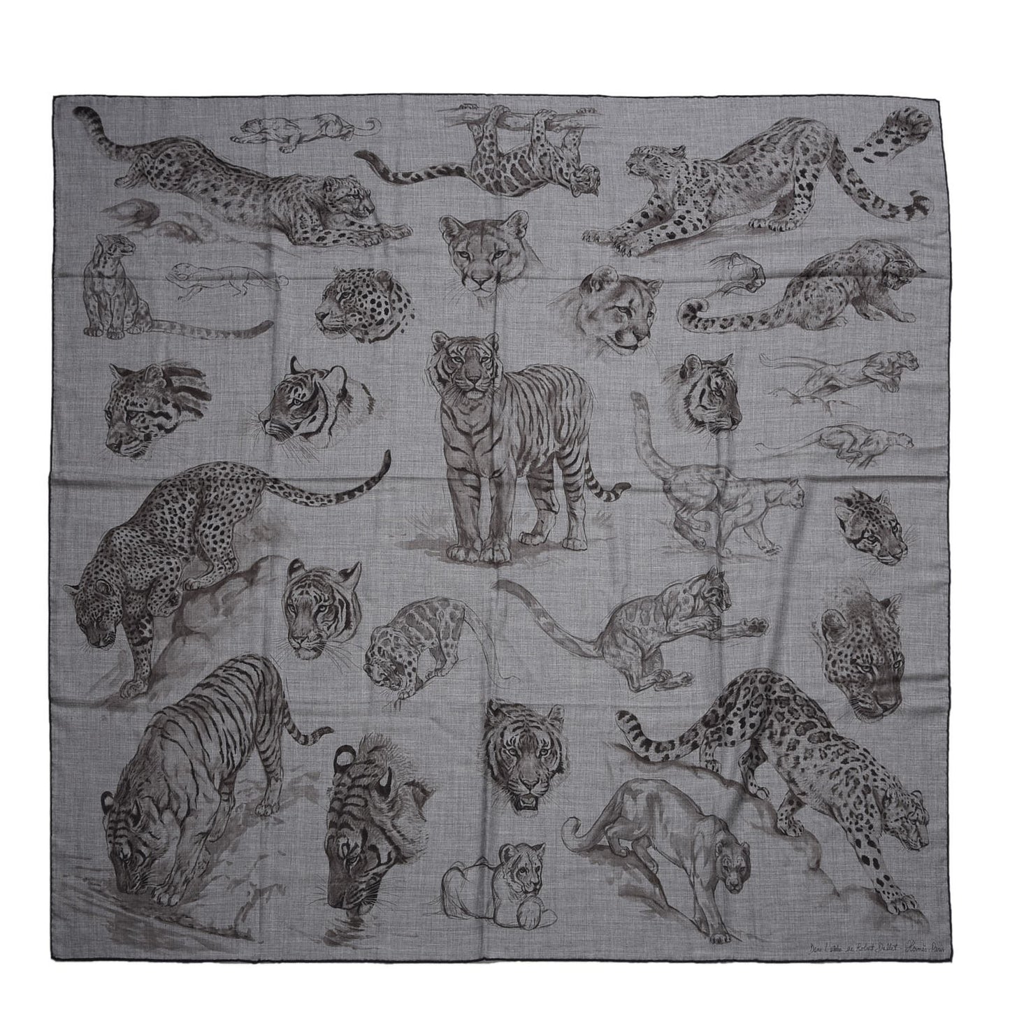 Cashmere Silk Dans L'atelier Shawl 140 Gris Flanelle Anthracite Gris