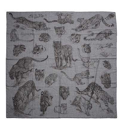 Hermes Cashmere Silk Dans L'atelier Shawl 140 Gris Flanelle Anthracite Gris 1 of 10