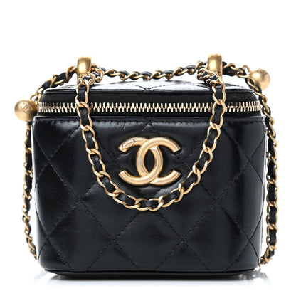 Chanel Calfskin Quilted Mini Perfect Fit Vanity Case With Chain Black 1 of 4