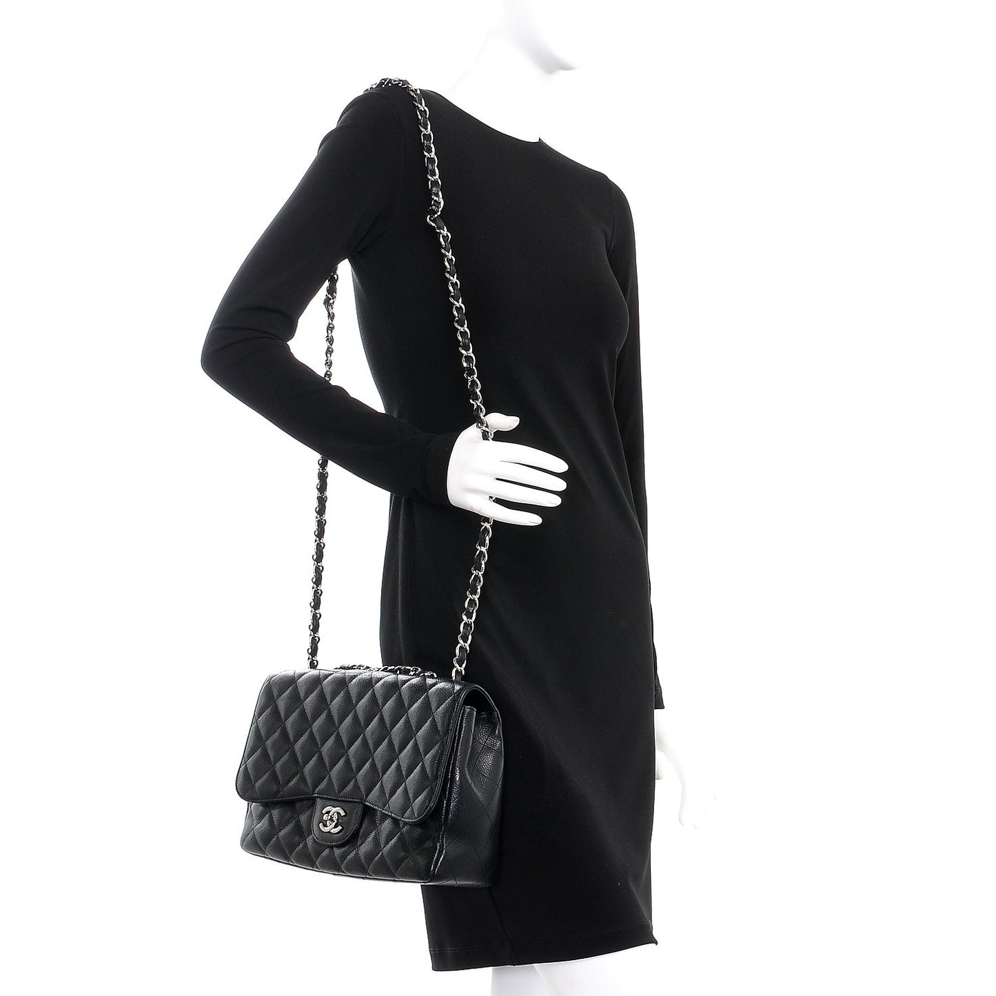 Caviar Quilted Jumbo Single Flap Black