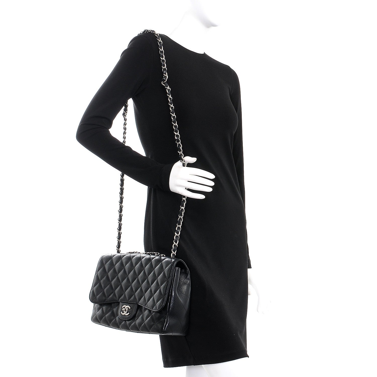 Chanel Caviar Quilted Jumbo Single Flap Black 2 of 10