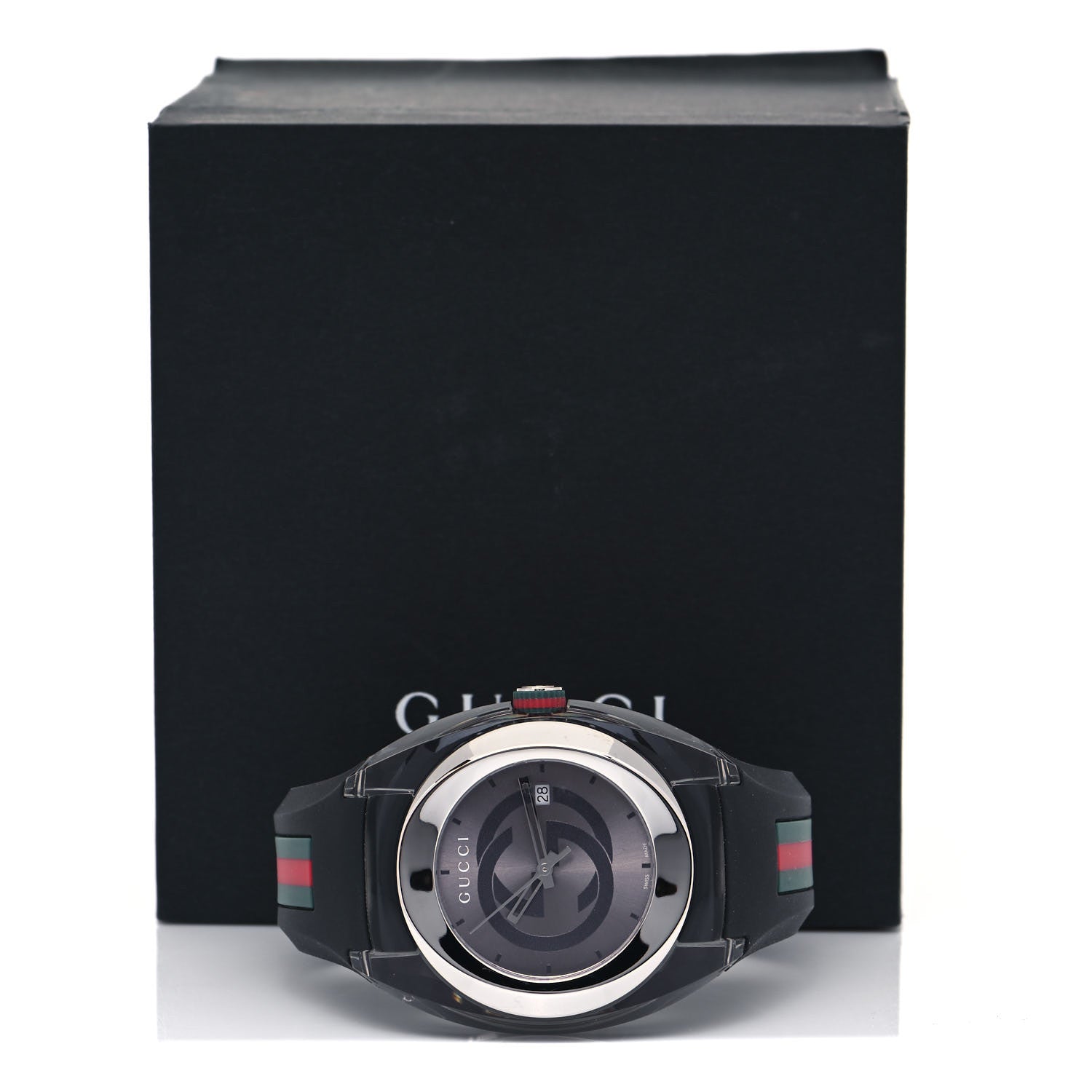 Gucci Stainless Steel Rubber 46mm Sync Web Quartz Watch Grey 5 of 5