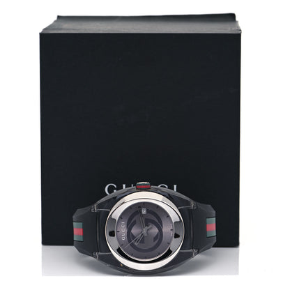 Gucci Stainless Steel Rubber 46mm Sync Web Quartz Watch Grey 5 of 5