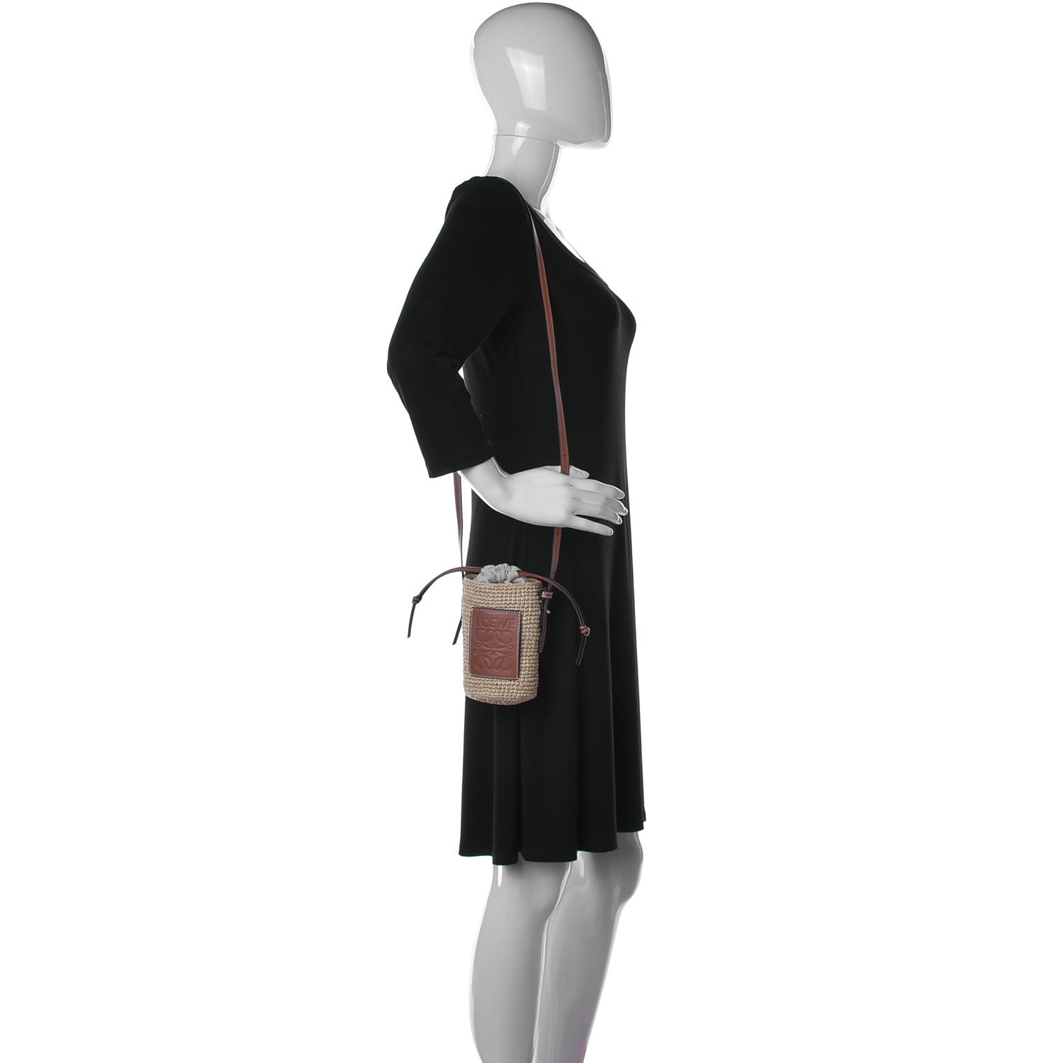 Loewe Calfskin Raffia Paulas Ibiza Bucket Bag Natural Tan 2 of 9