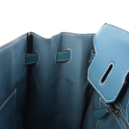 Hermes Taurillon Clemence Birkin 35 Blue Jean 9 of 33