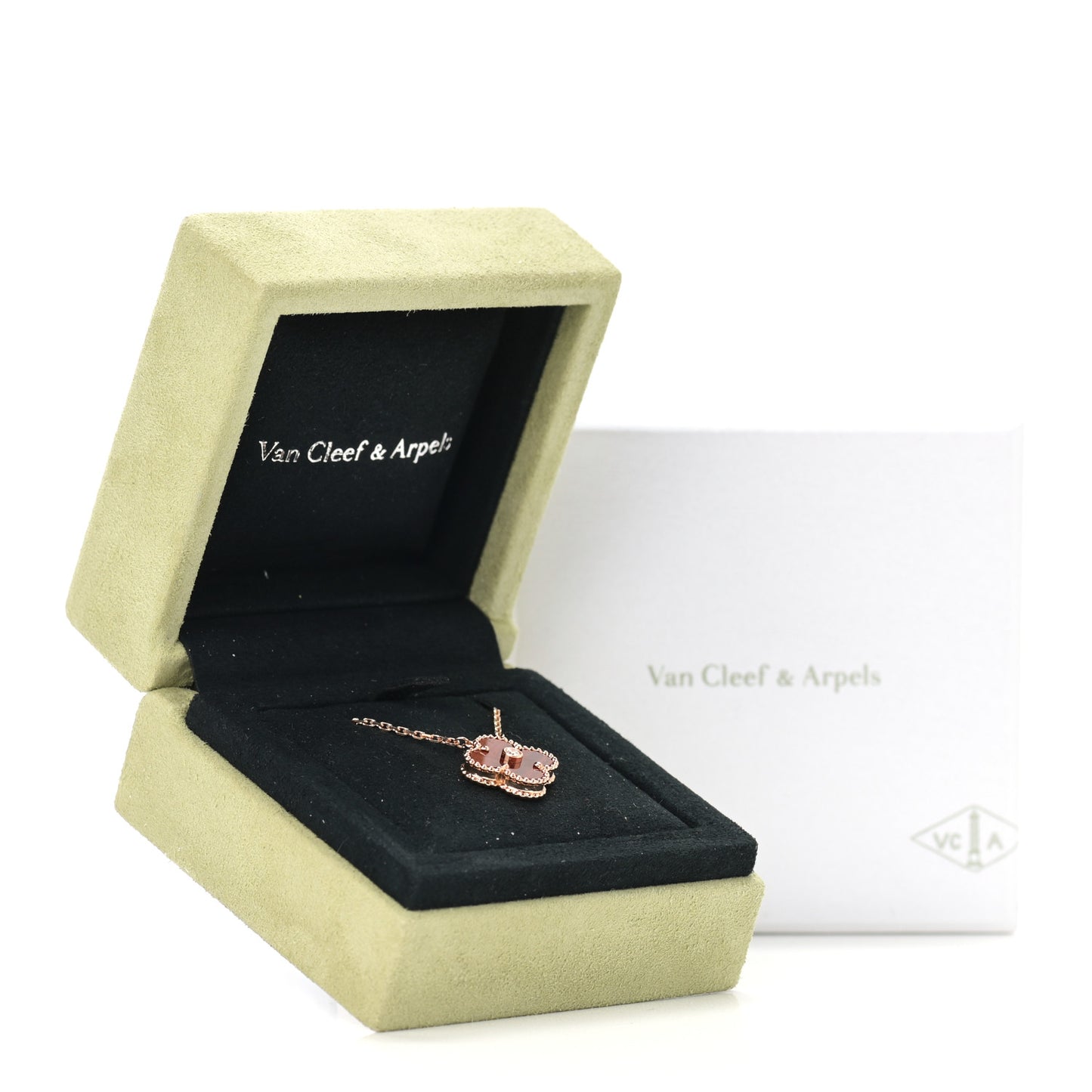 18K Rose Gold Diamond Bulls Eye Vintage Alhambra Pendant Necklace