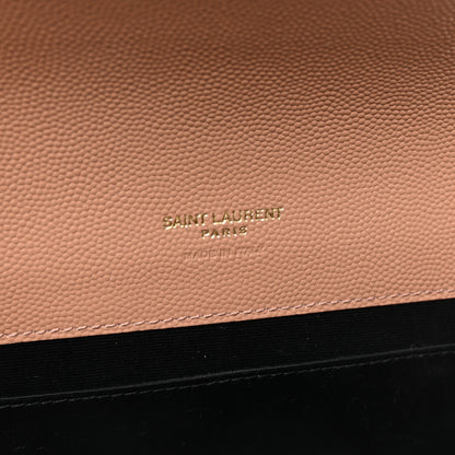 Saint Laurent Grain De Poudre Matelasse Chevron Monogram Envelope Vintage Peach 6 of 8