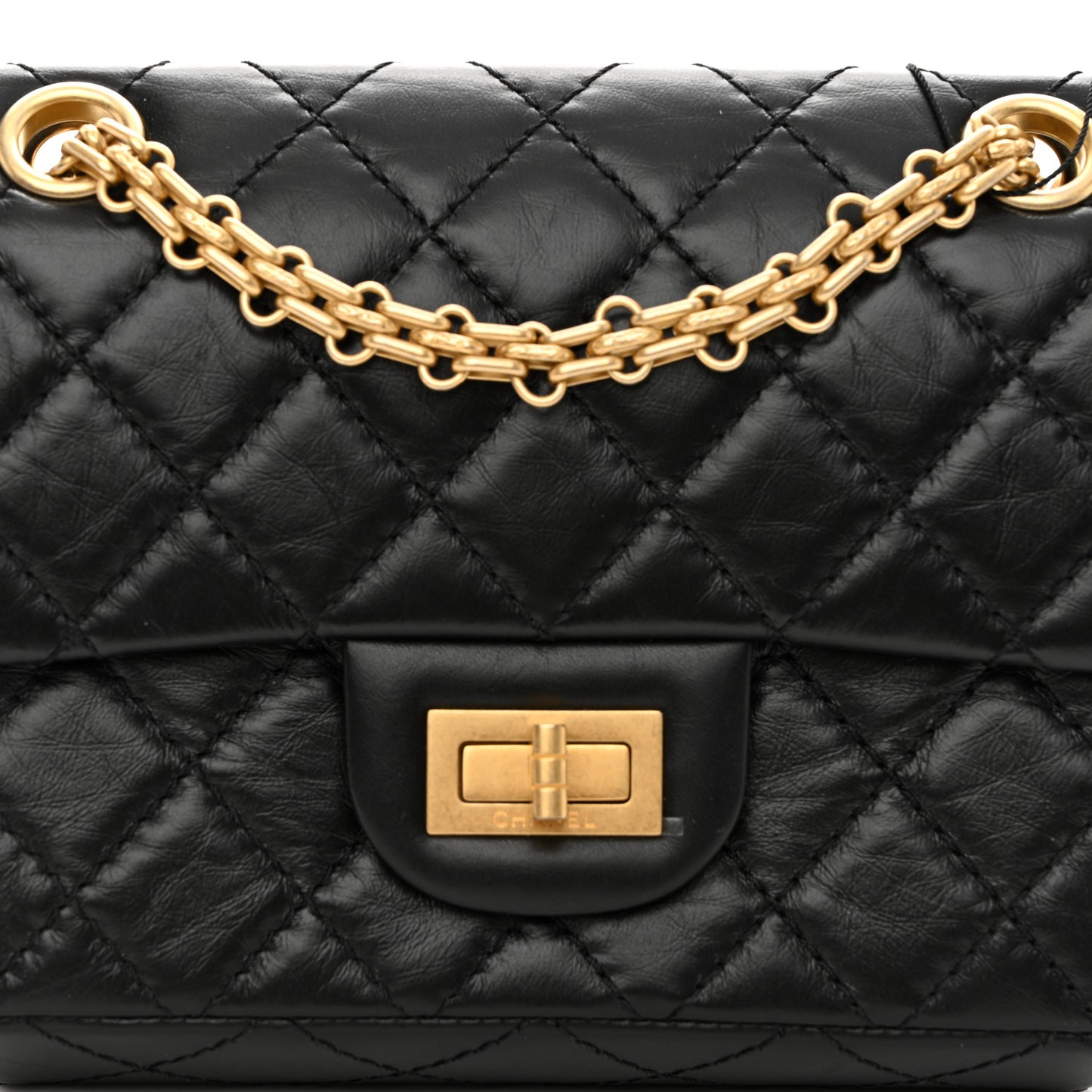 Aged Calfskin Quilted 2.55 Reissue Mini Flap Black
