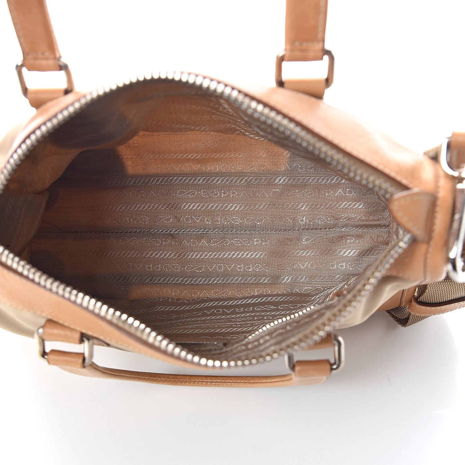 Prada Tessuto Vitello Top Handle Bag Cammello Cuo 4 of 8