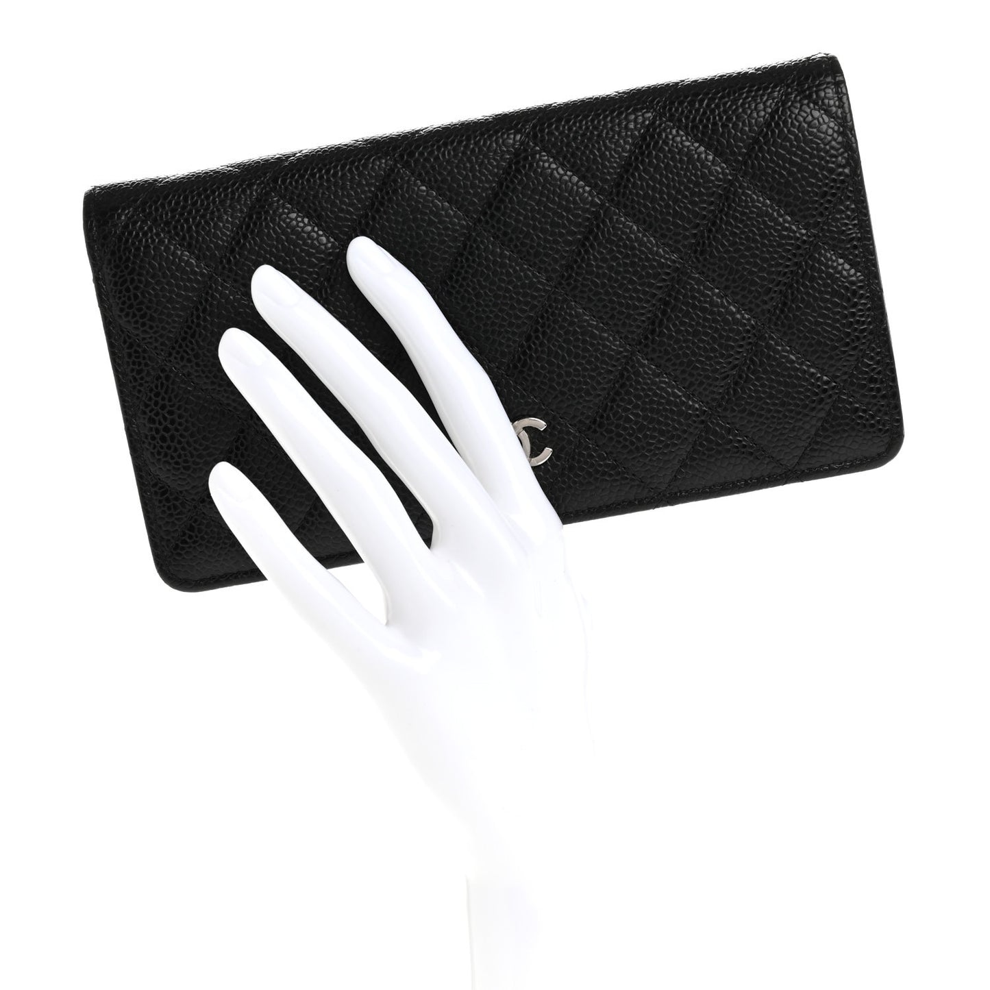 Caviar Quilted Yen Wallet Black