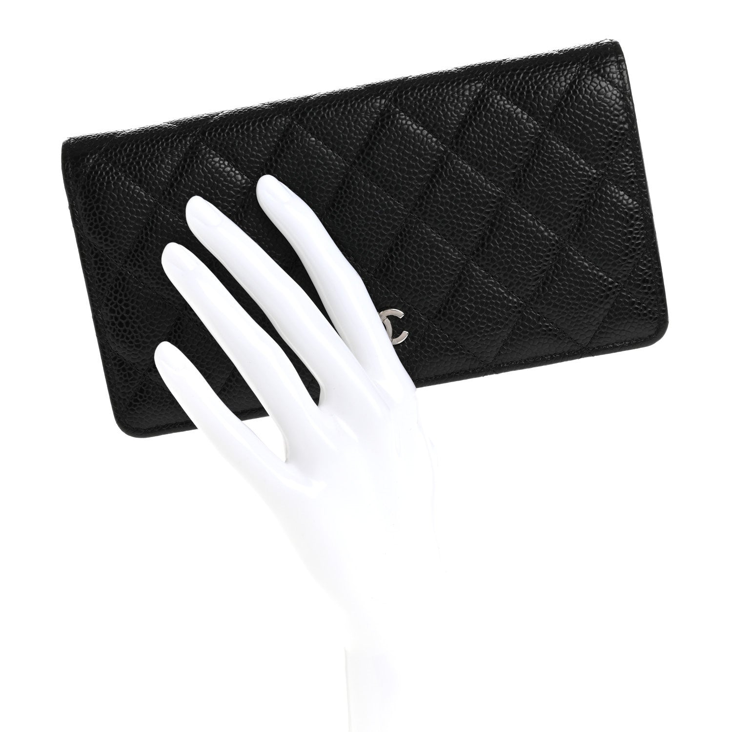 Chanel Caviar Quilted Yen Wallet Black 2 of 12