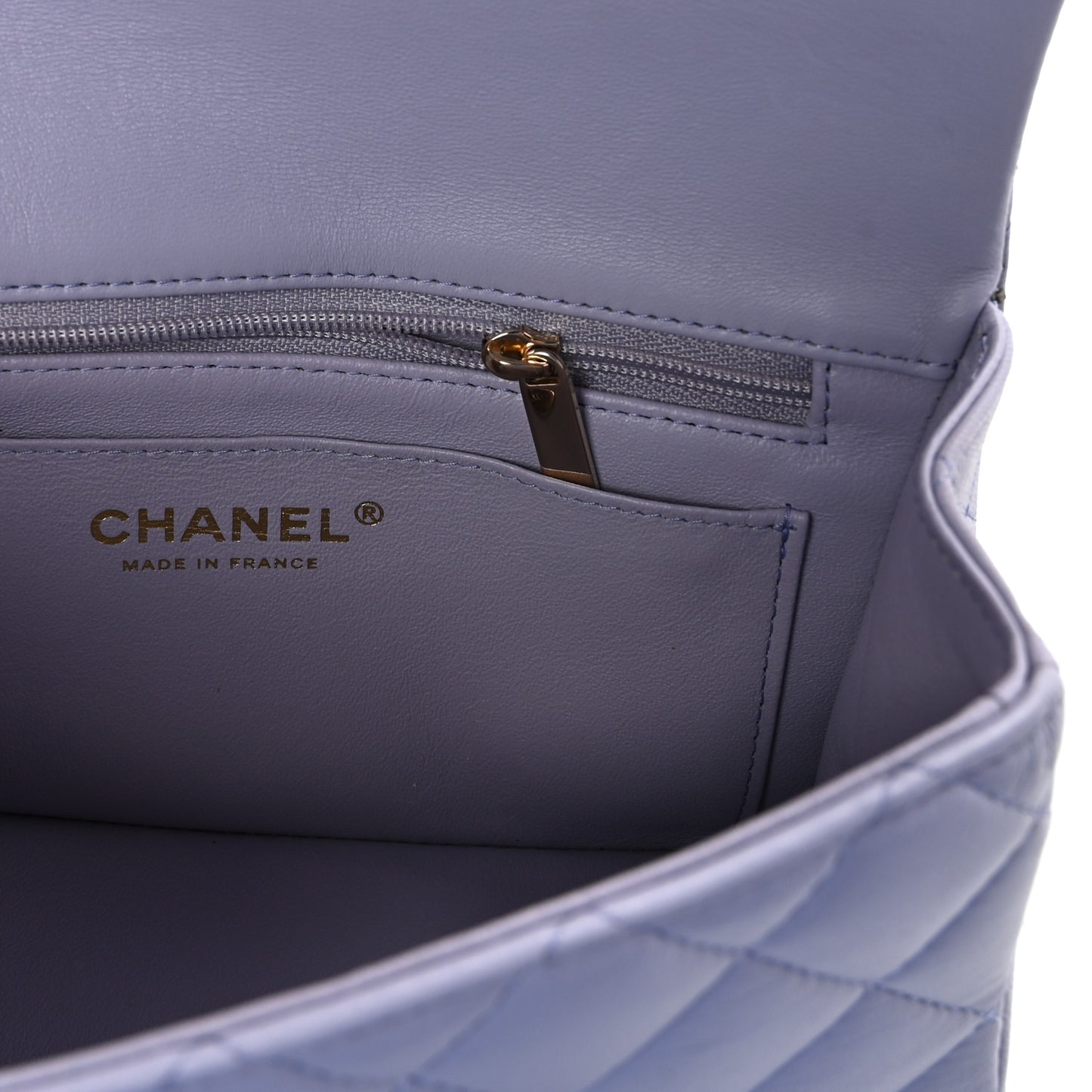 Lambskin Quilted Mini Top Handle Rectangular Flap Light Purple