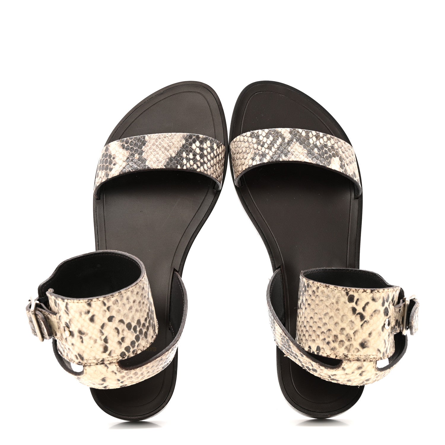 Saint Laurent Snakeskin Ankle Strap Sandals 36.5 Roccia 1820515