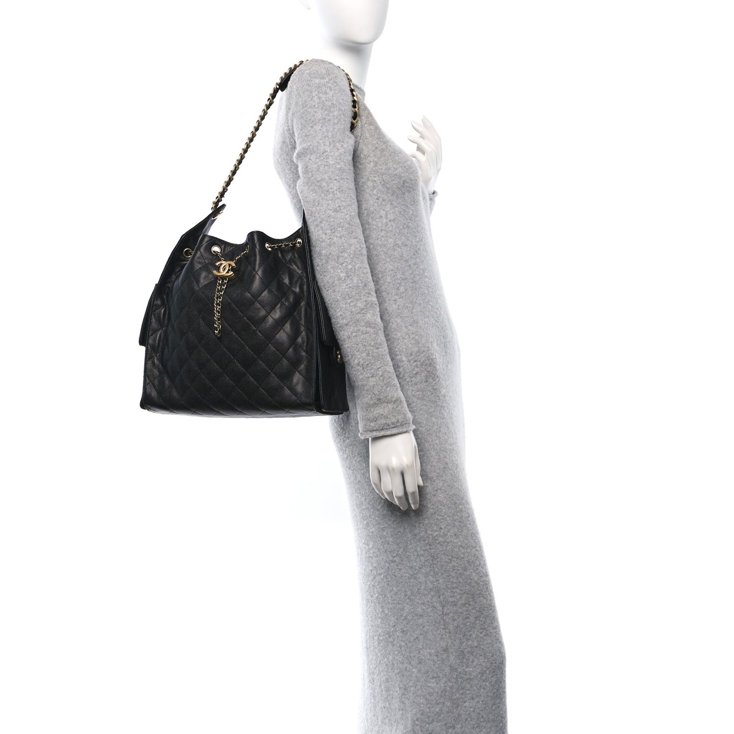 Caviar Quilted Medium Chanel 25 Handbag Black