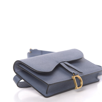 Christian Dior Grained Calfskin Saddle Belt Clutch Denim Blue 8 of 11