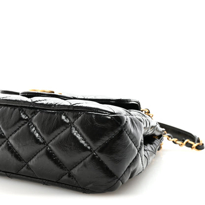 Chanel Shiny Crumpled Calfskin Quilted Small Wavy CC Hobo Black 10 of 11