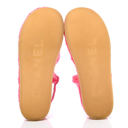 Chanel Cord Lambskin Quilted Logo Sandals 38 Pink 5 of 8