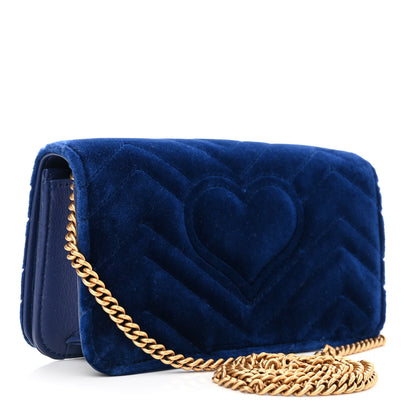 Gucci Velvet Matelasse GG Marmont Mini Bag Cobalt Blue 3 of 12