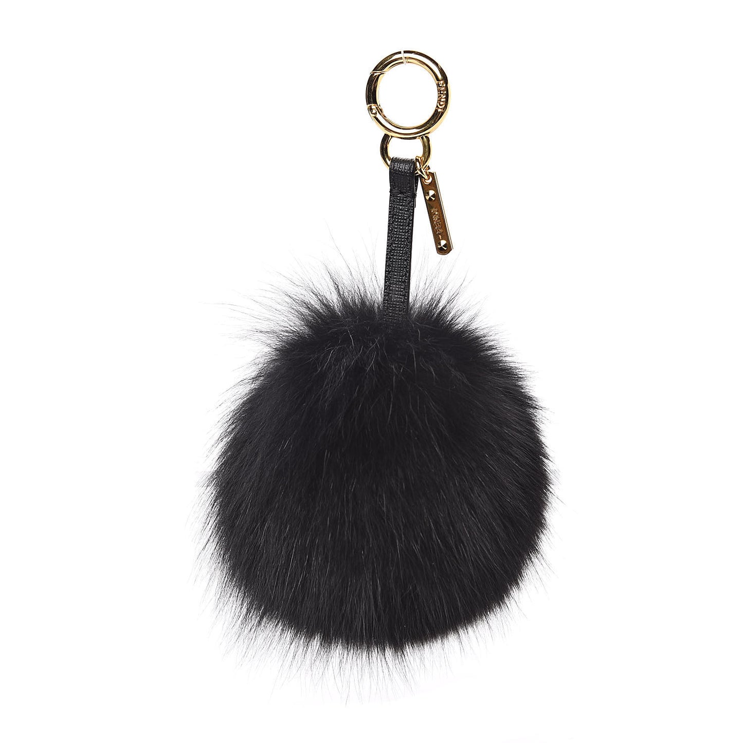 Fox Fur Pom Pom Bag Charm Black