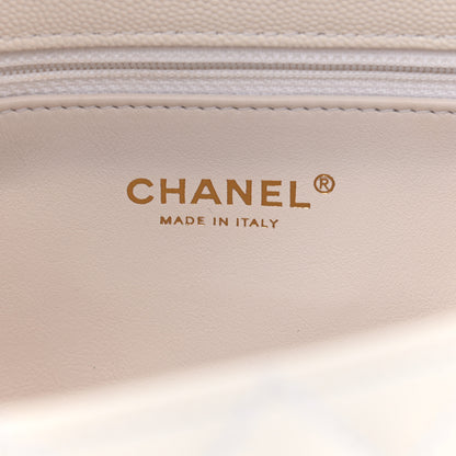 Chanel Caviar Lizard Quilted Small Coco Handle Flap White Beige 6 of 11