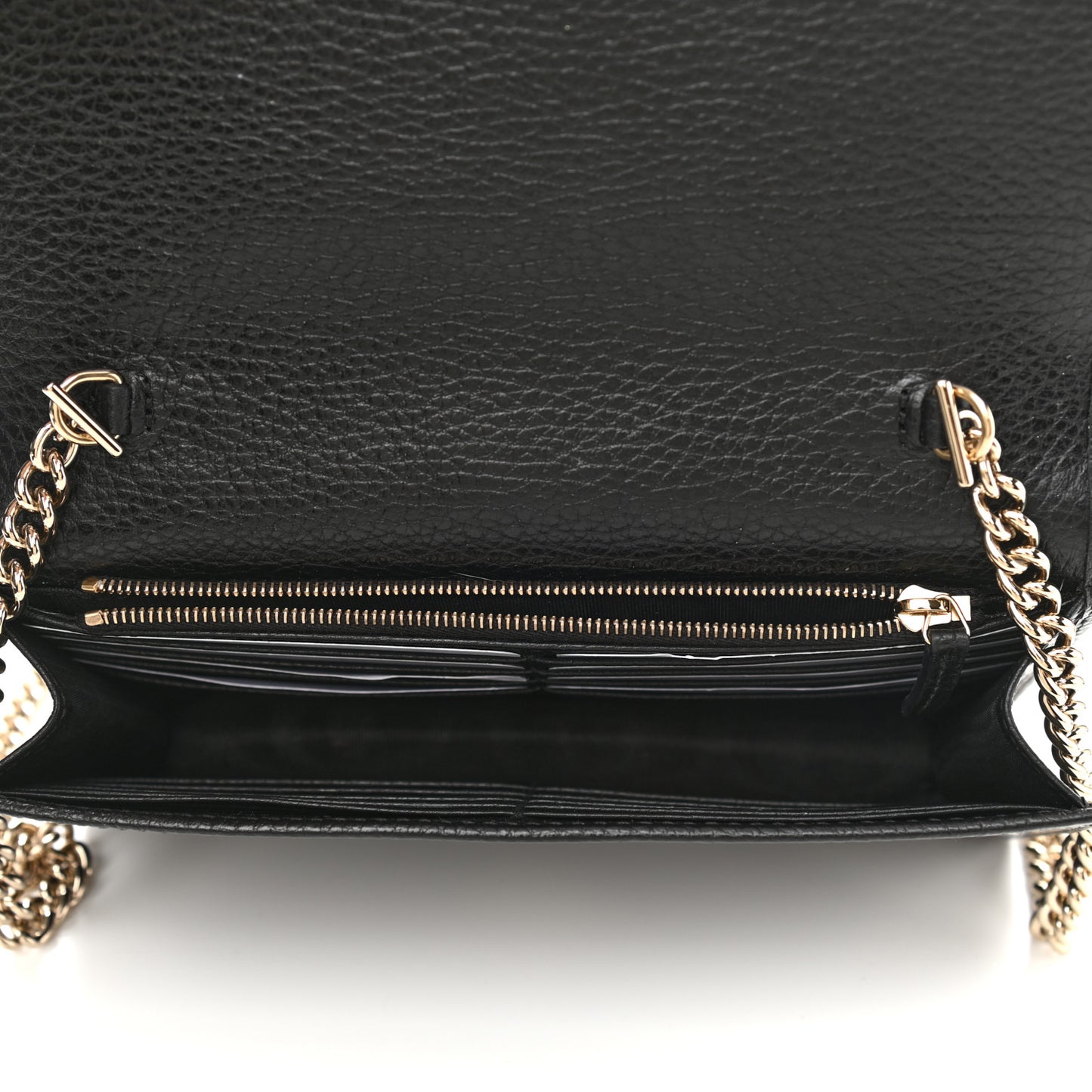 Dollar Calfskin Interlocking G Chain Wallet Black