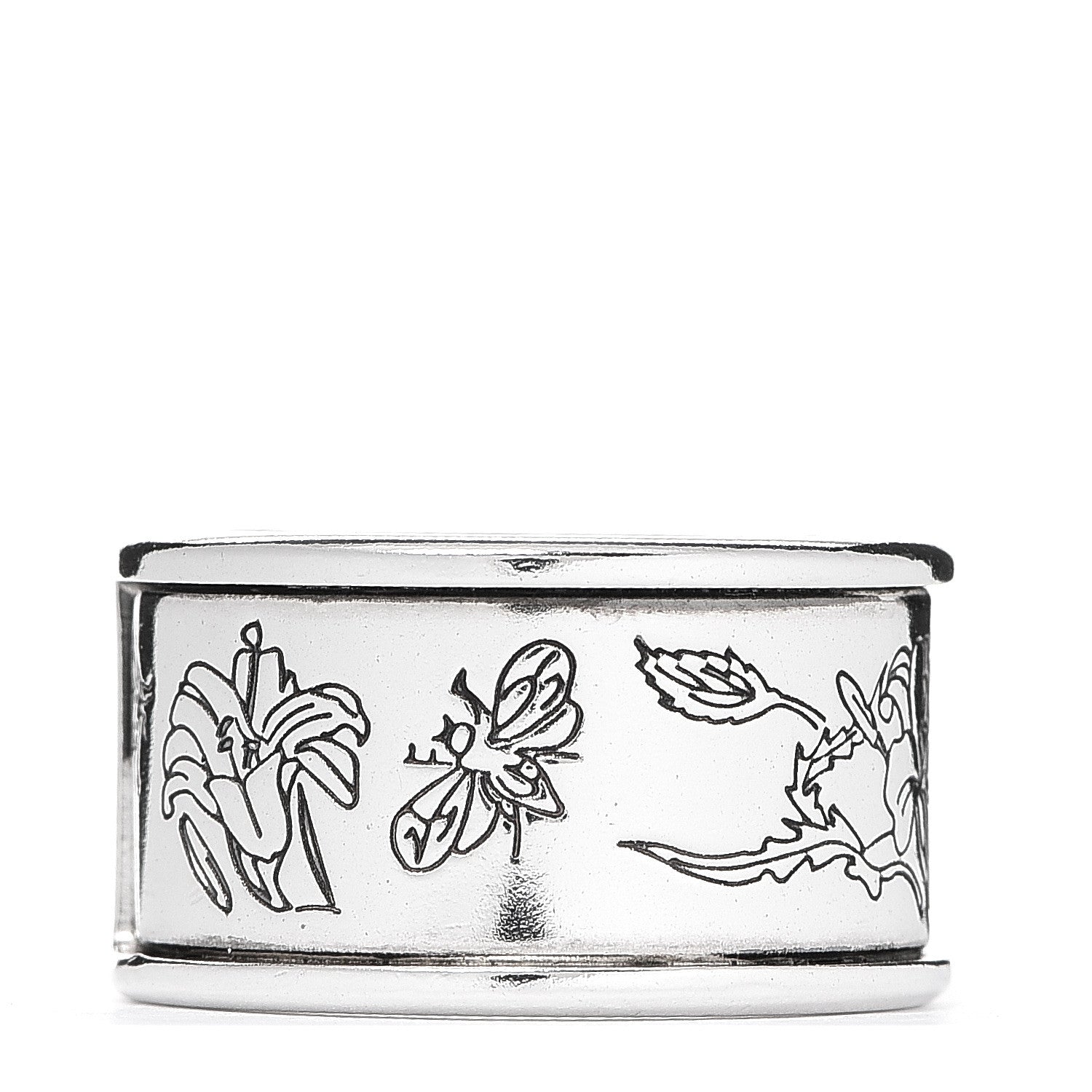 Gucci Sterling Silver Flora Band Ring 50 5.25 3 of 5
