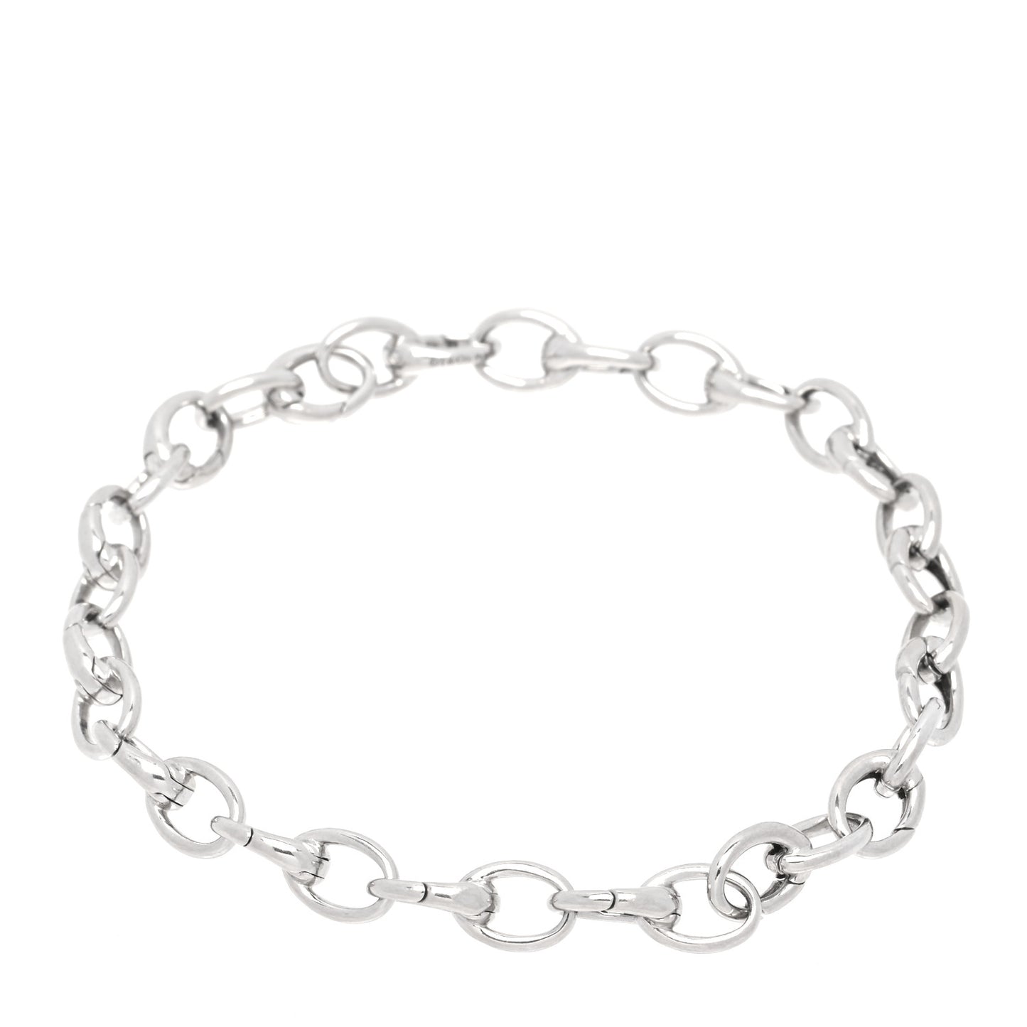 Platinum Oval Clasping Link Bracelet