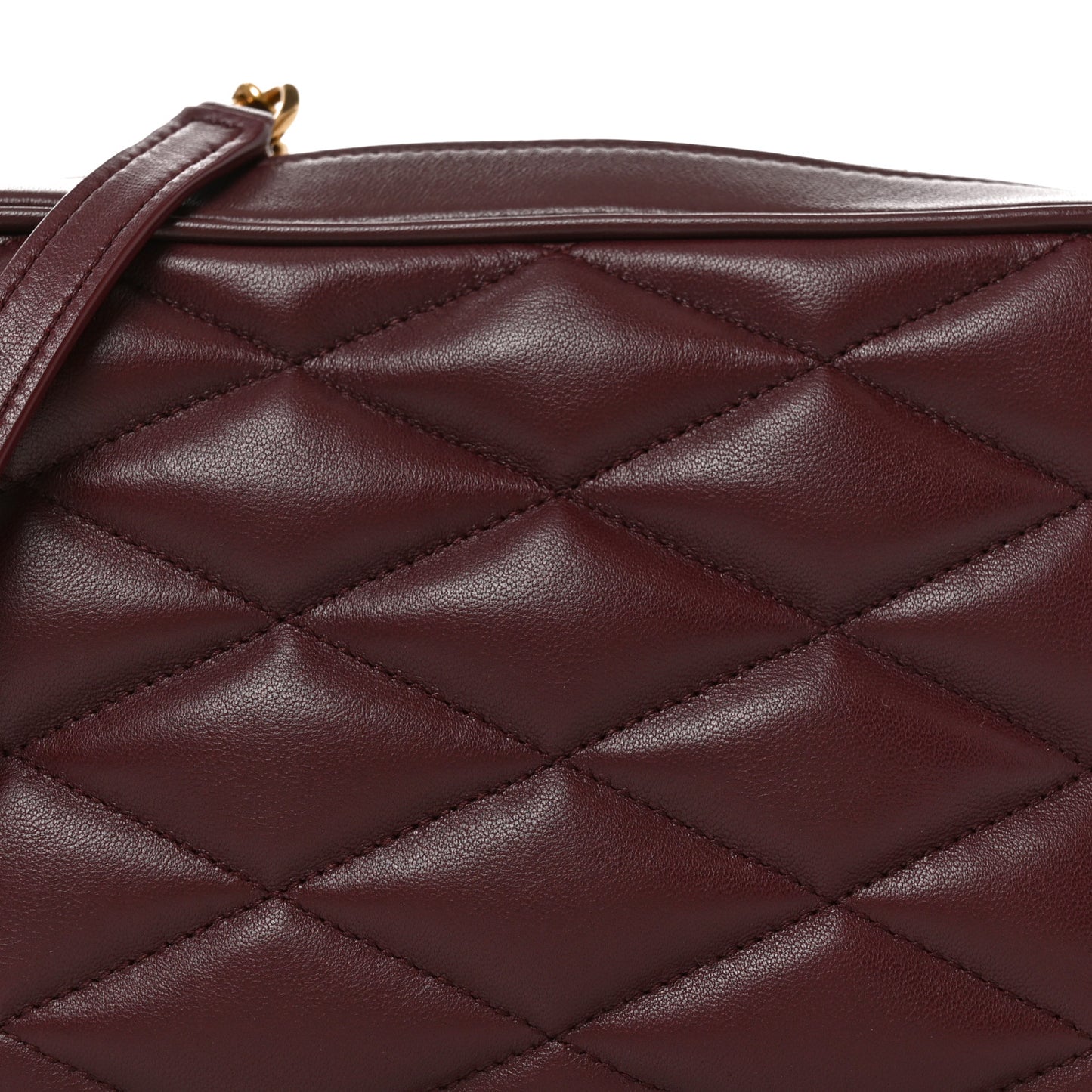 Lambskin Quilted Mini Camera Bag Rouge Cabernet