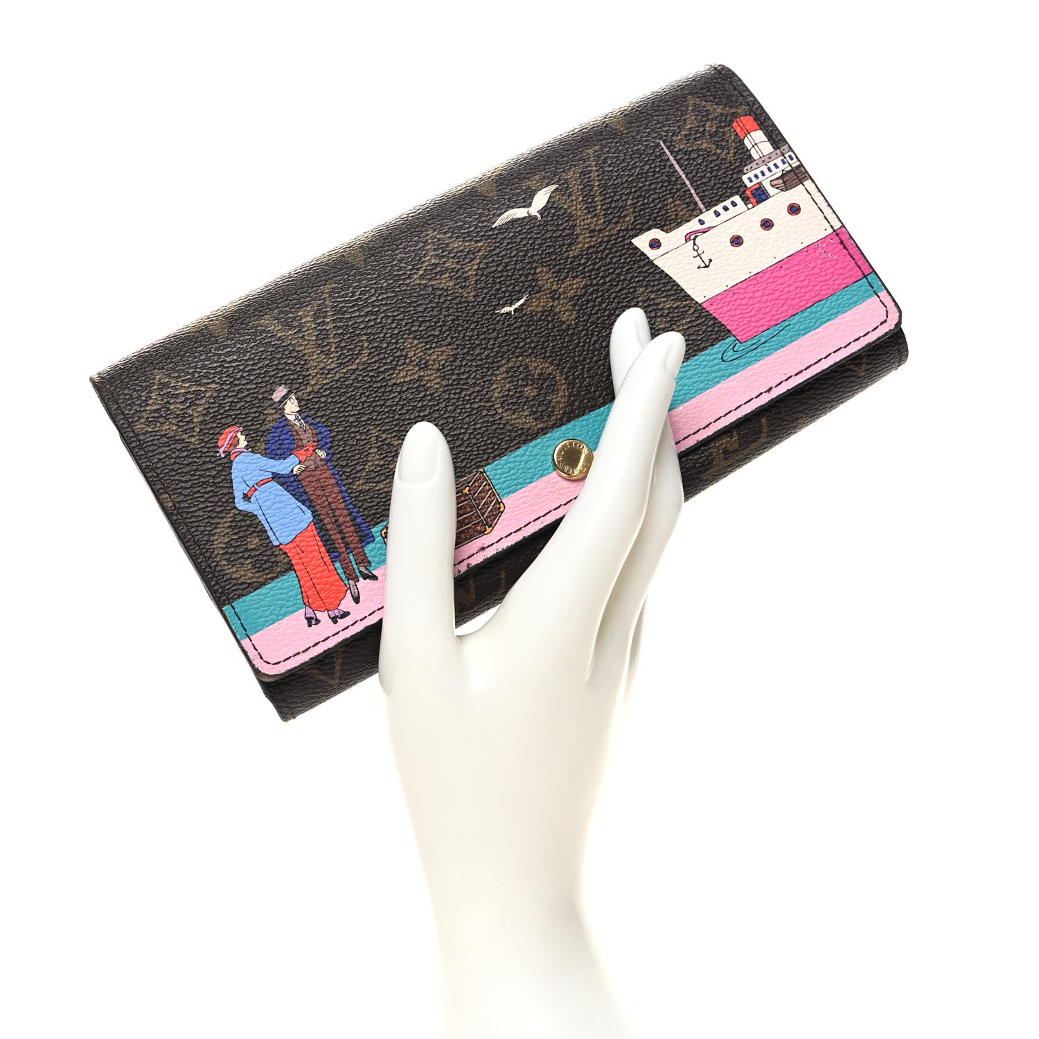 Louis Vuitton Monogram 2016 Christmas Animation Sarah Wallet Rose Ballerine 2 of 10