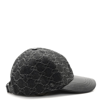 Gucci Denim Calfskin GG Monogram Baseball Hat M Black Grey 6 of 9
