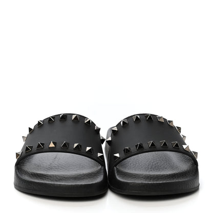 Valentino Garavani Rubber Rockstud Slide Sandals 36 Black 2 of 3