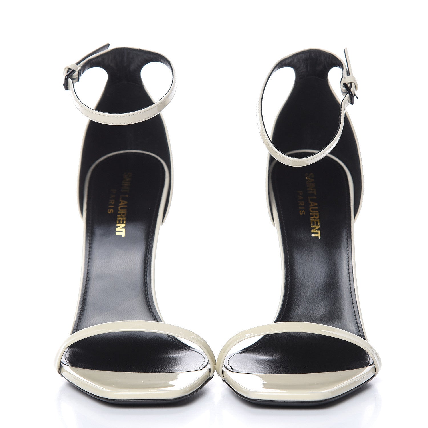 Saint Laurent Patent Calfskin Opyum Sandals 38 Neutro 2 of 8