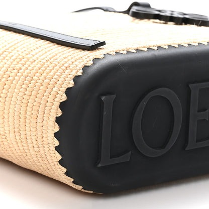 Loewe X PAULA'S IBIZA Raffia Calfskin Small Square Basket Tote Bag Natural Black 8 of 9