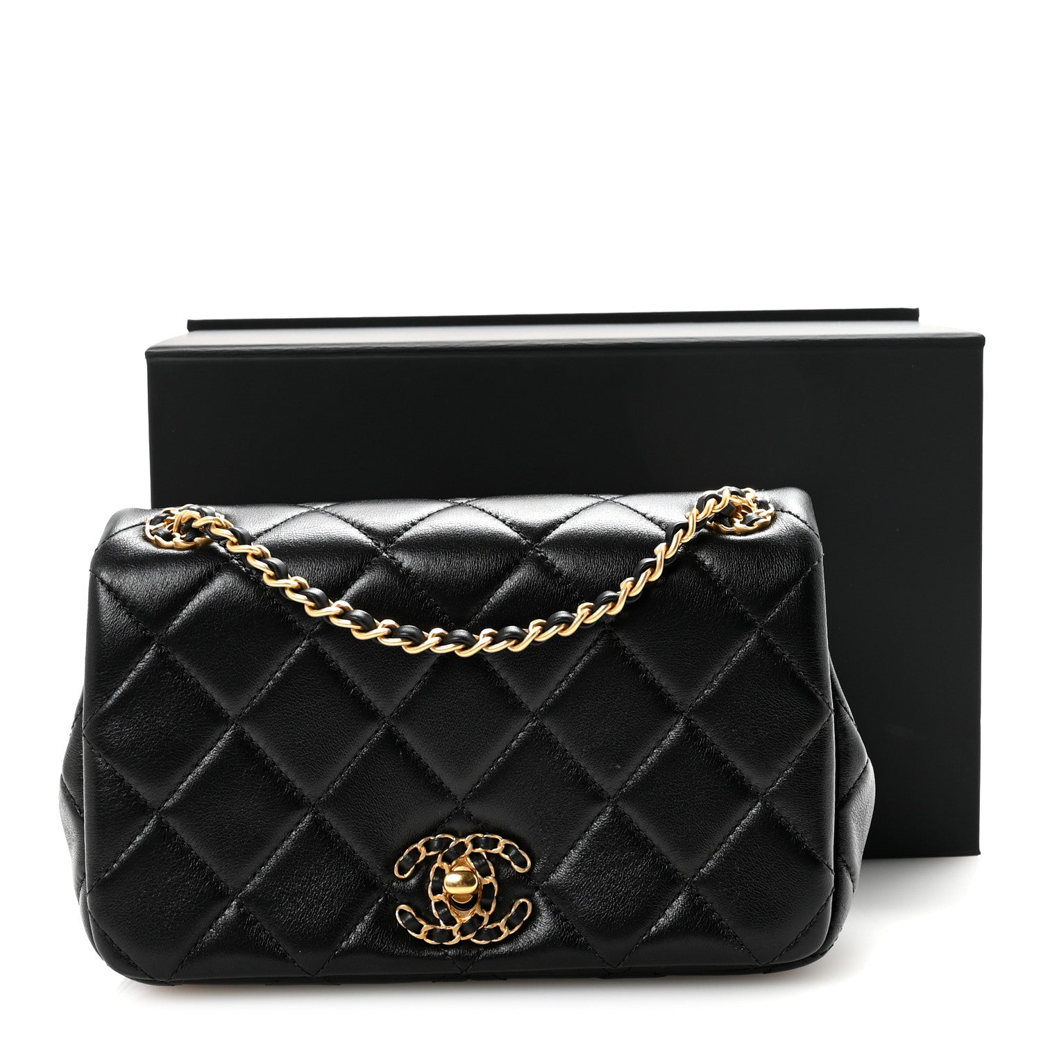 Chanel Lambskin Quilted Braided CC Mini Flap Black 1798177