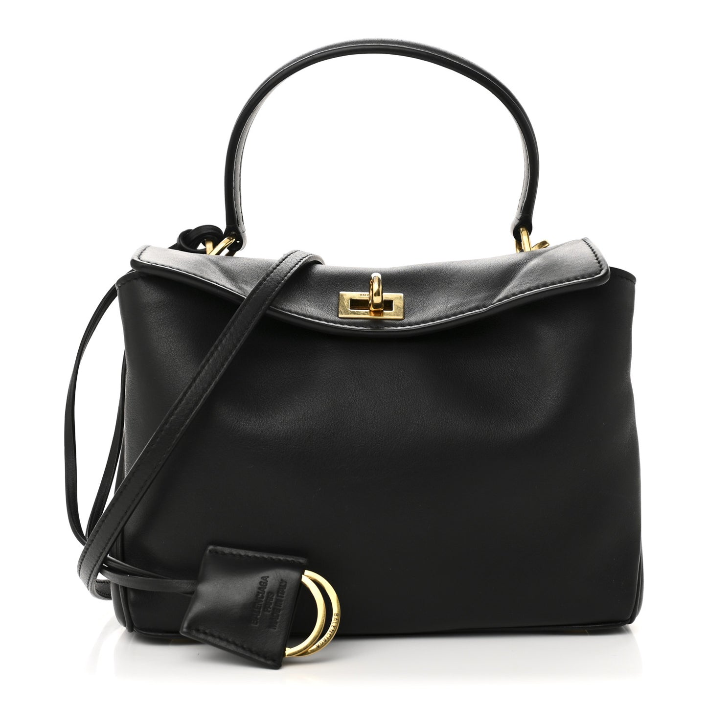 Natural Smooth Calfskin Mini Rodeo Top Handle Handbag Black