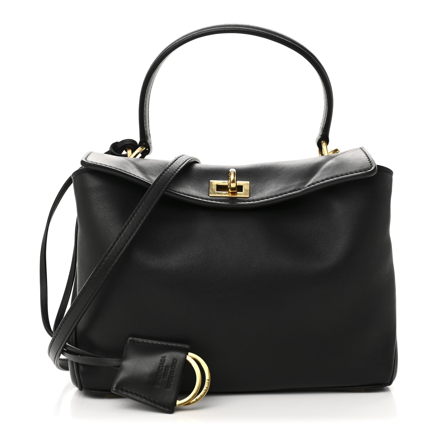 Balenciaga Natural Smooth Calfskin Mini Rodeo Top Handle Handbag Black 1 of 10