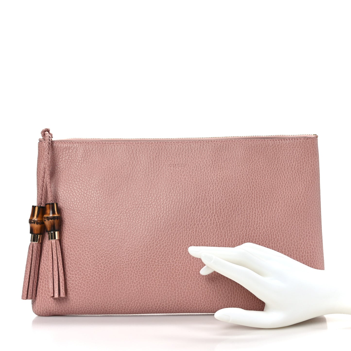 Calfskin Large Bamboo Clutch Pink