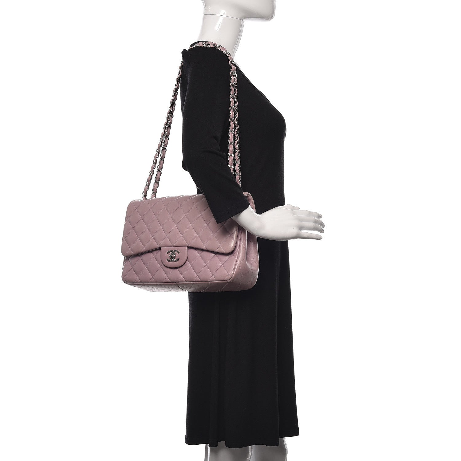 Chanel Lambskin Quilted Jumbo Double Flap Light Purple 2 of 17