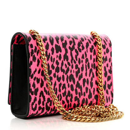Saint Laurent Calfskin Leopard Small Monogram Kate Satchel Pink Black 3 of 11
