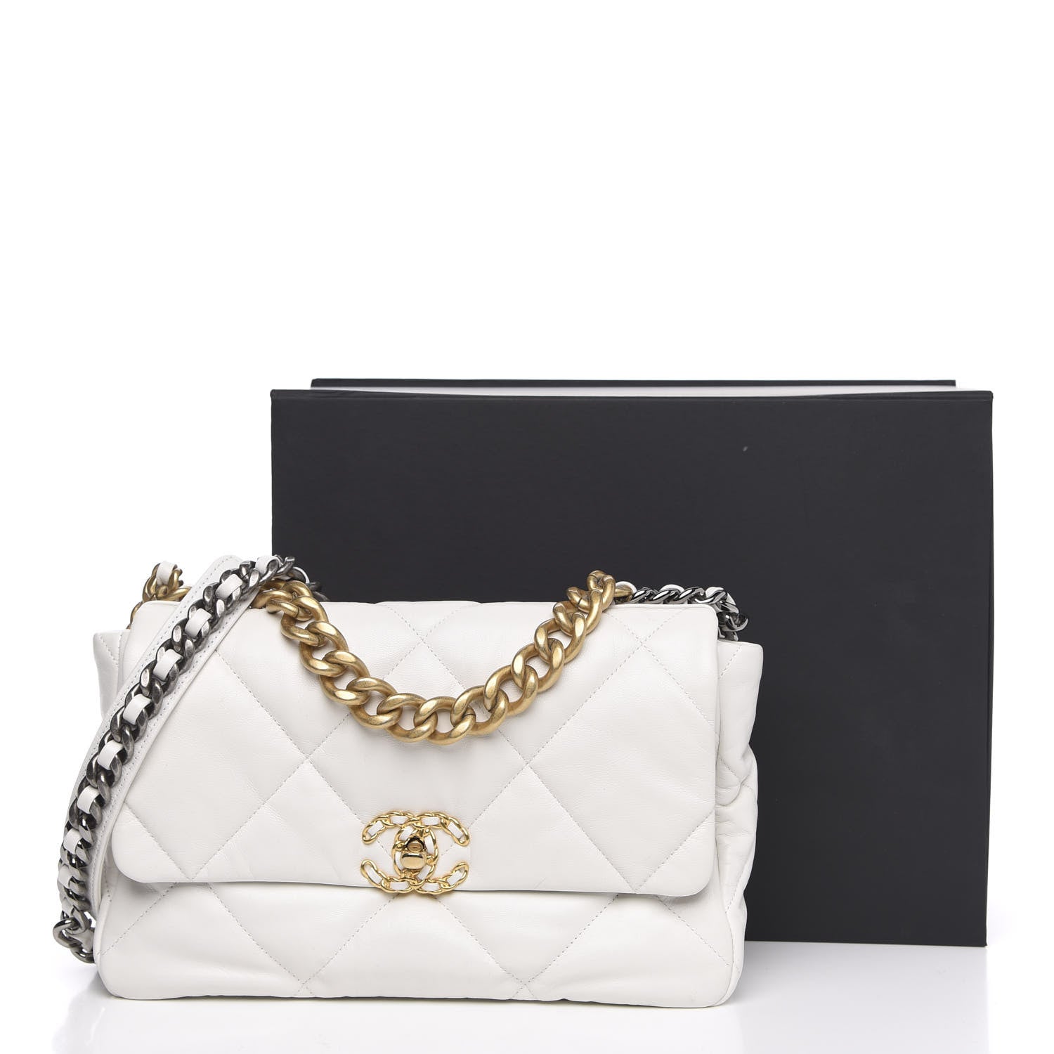 Chanel Goatskin Quilted Large 19 Flap White 11 of 11
