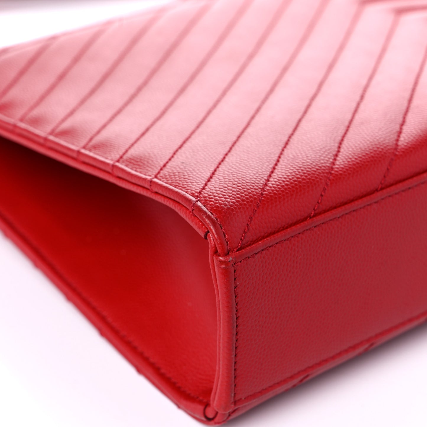 Grain De Poudre Matelasse Chevron Large Monogram Satchel Lipstick Red