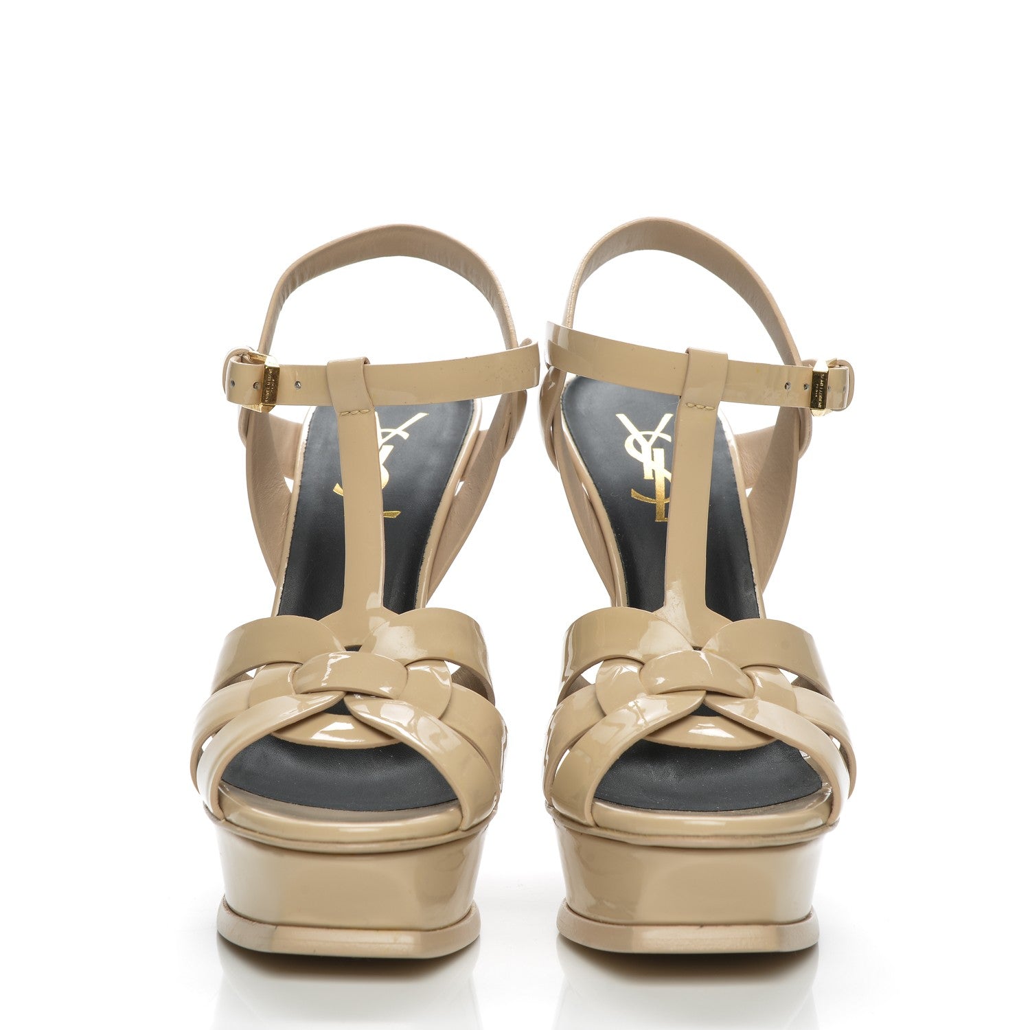 Saint Laurent Patent Tribute 105 Platform Sandals 36 Nude Powder 2 of 9