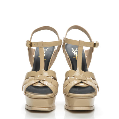Saint Laurent Patent Tribute 105 Platform Sandals 36 Nude Powder 2 of 9