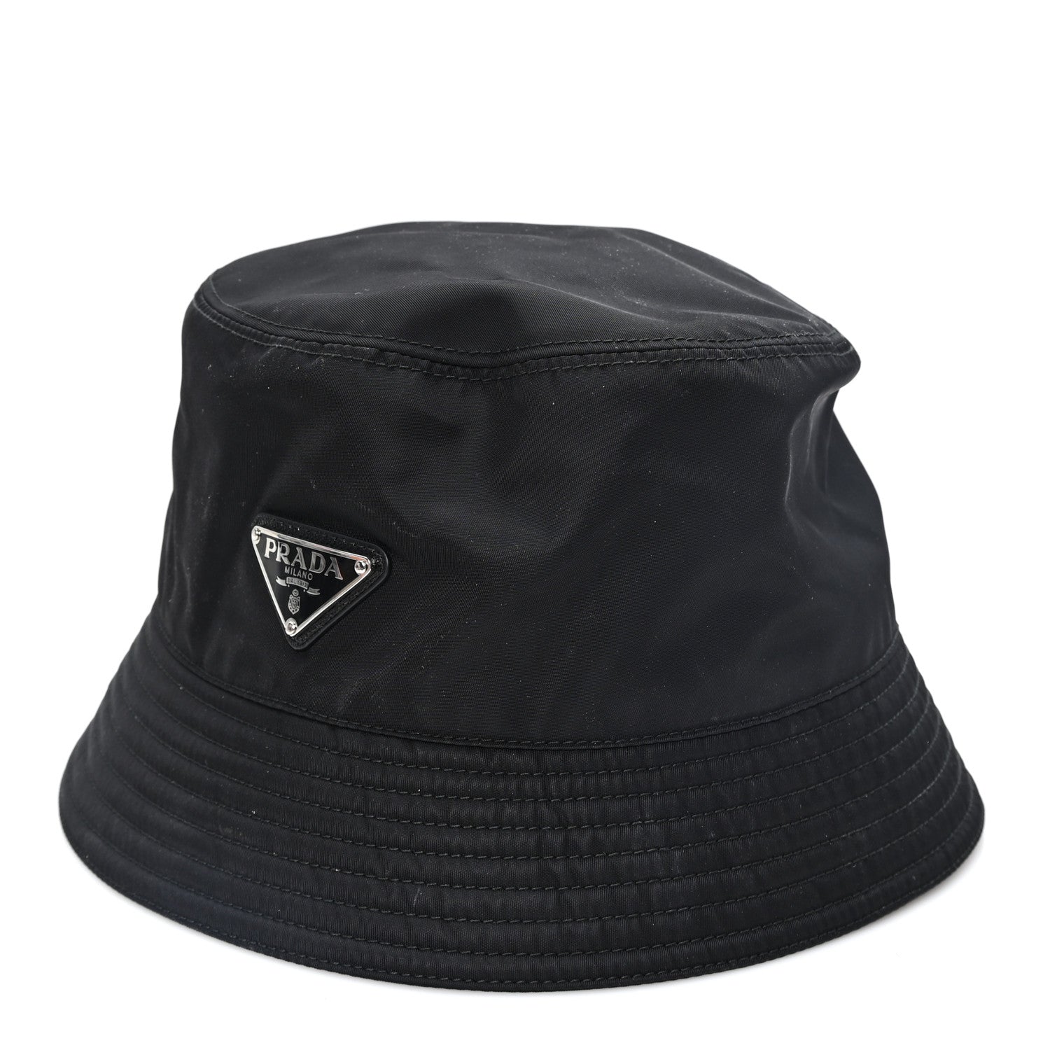 Prada Re-Nylon Metal Triangle Logo Womens Bucket Hat XXL Black 1 of 10
