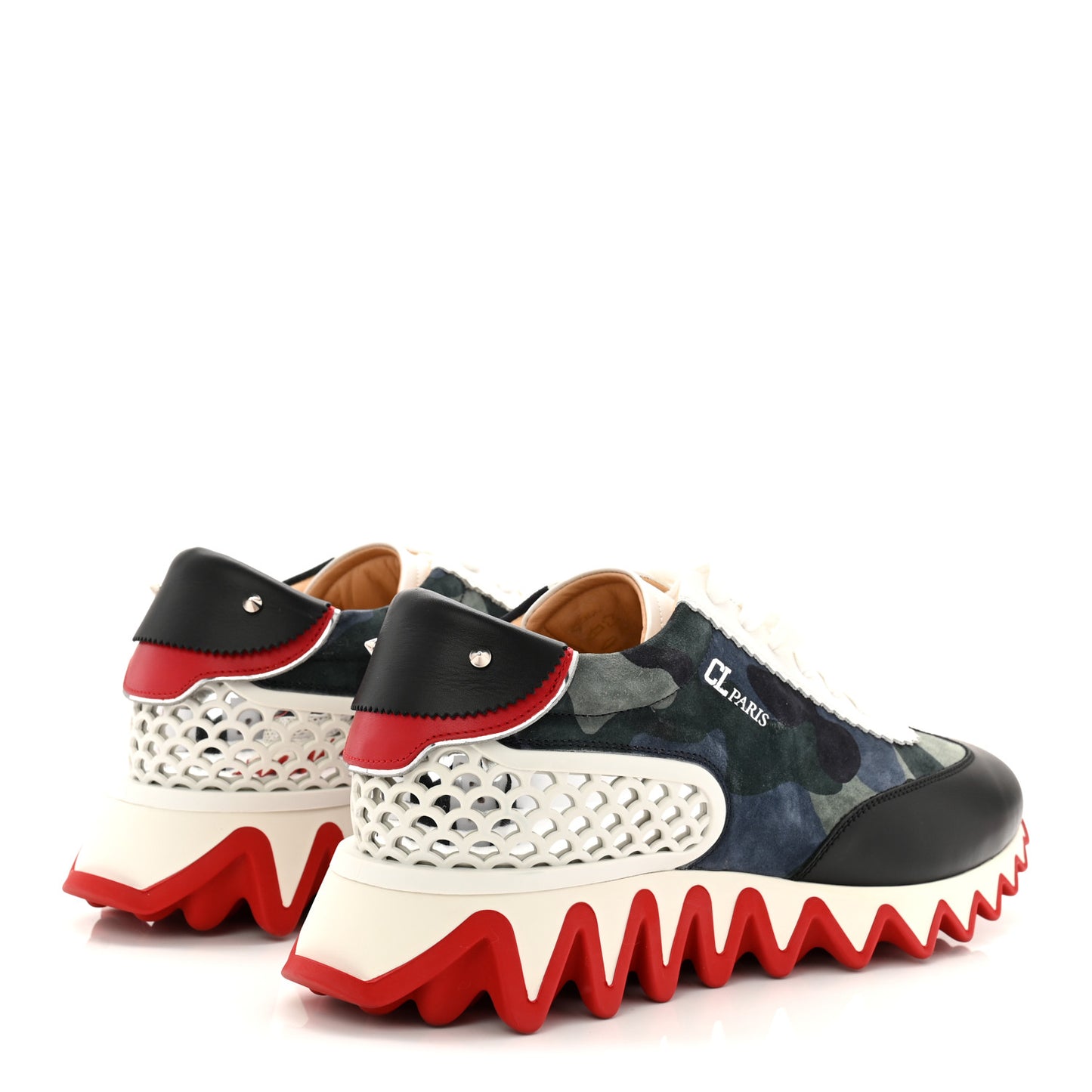 Calfskin Suede Camouflage Womens Loubishark Sneakers 41 Multicolor