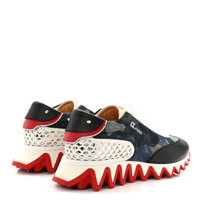 Christian Louboutin Calfskin Suede Camouflage Womens Loubishark Sneakers 41 Multicolor 4 of 9
